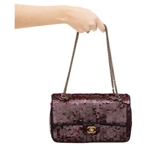 chanel paillettes bag|chanel burgundy bag.